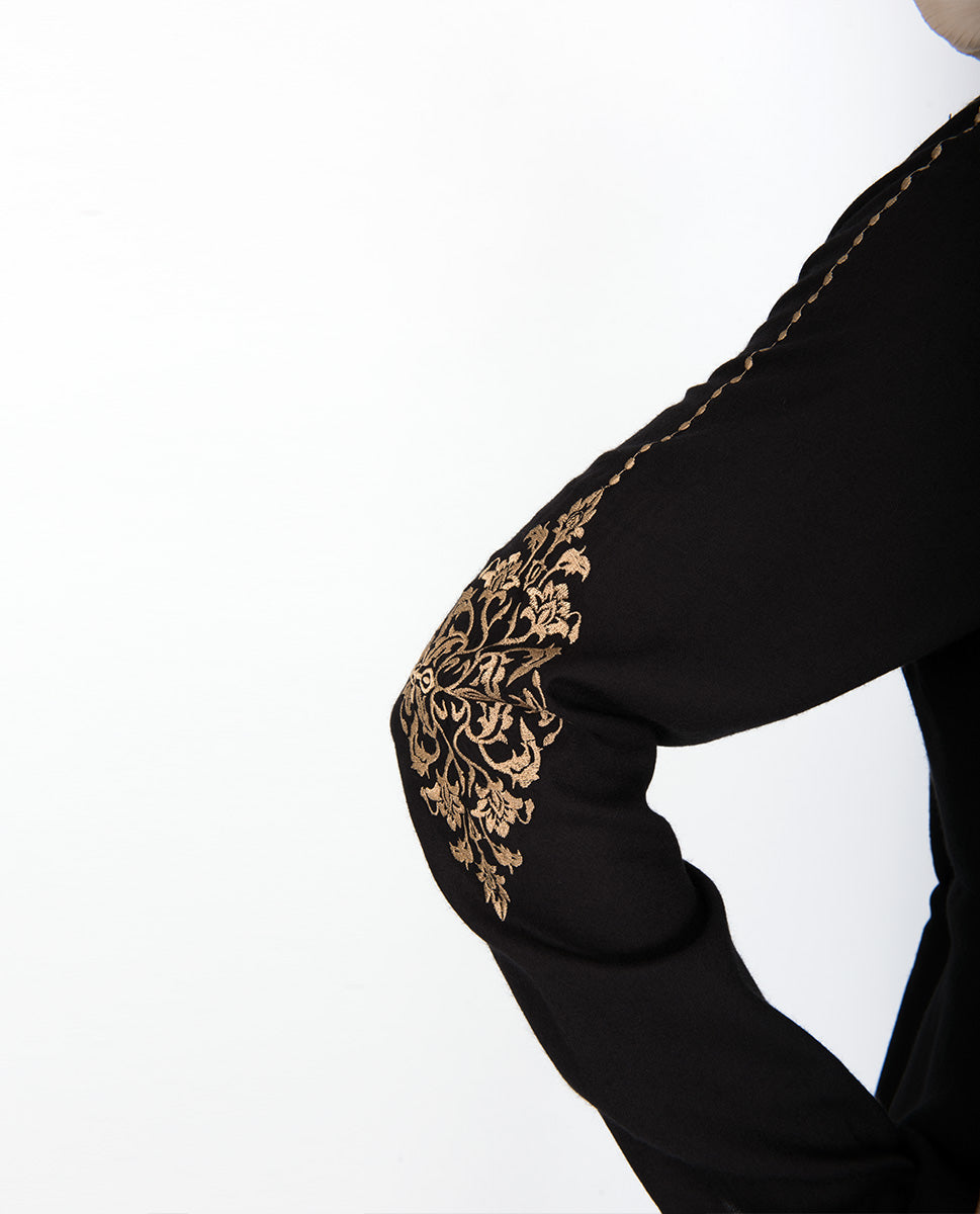 Black Gold Diamond Embroidery Abaya