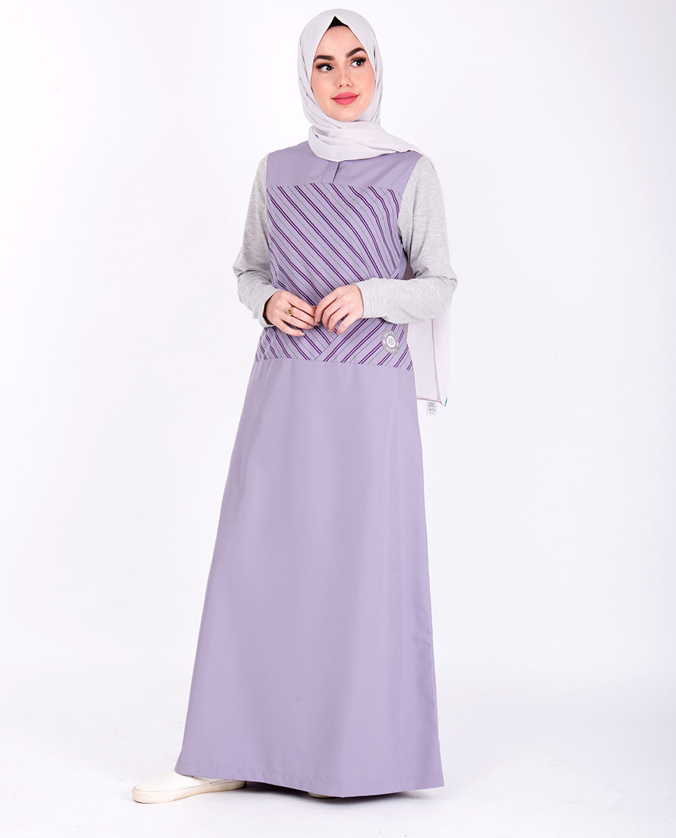 Purple And Grey Smart Look Jilbab