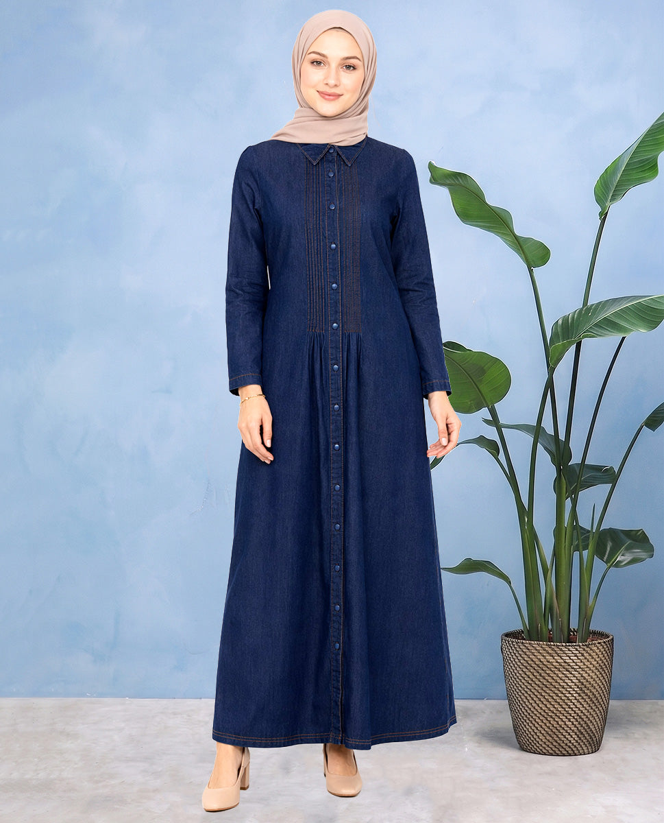 Signature Style Blue Denim Shirt Abaya