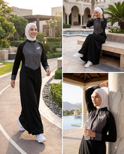 Black & Grey Contrast Jilbab