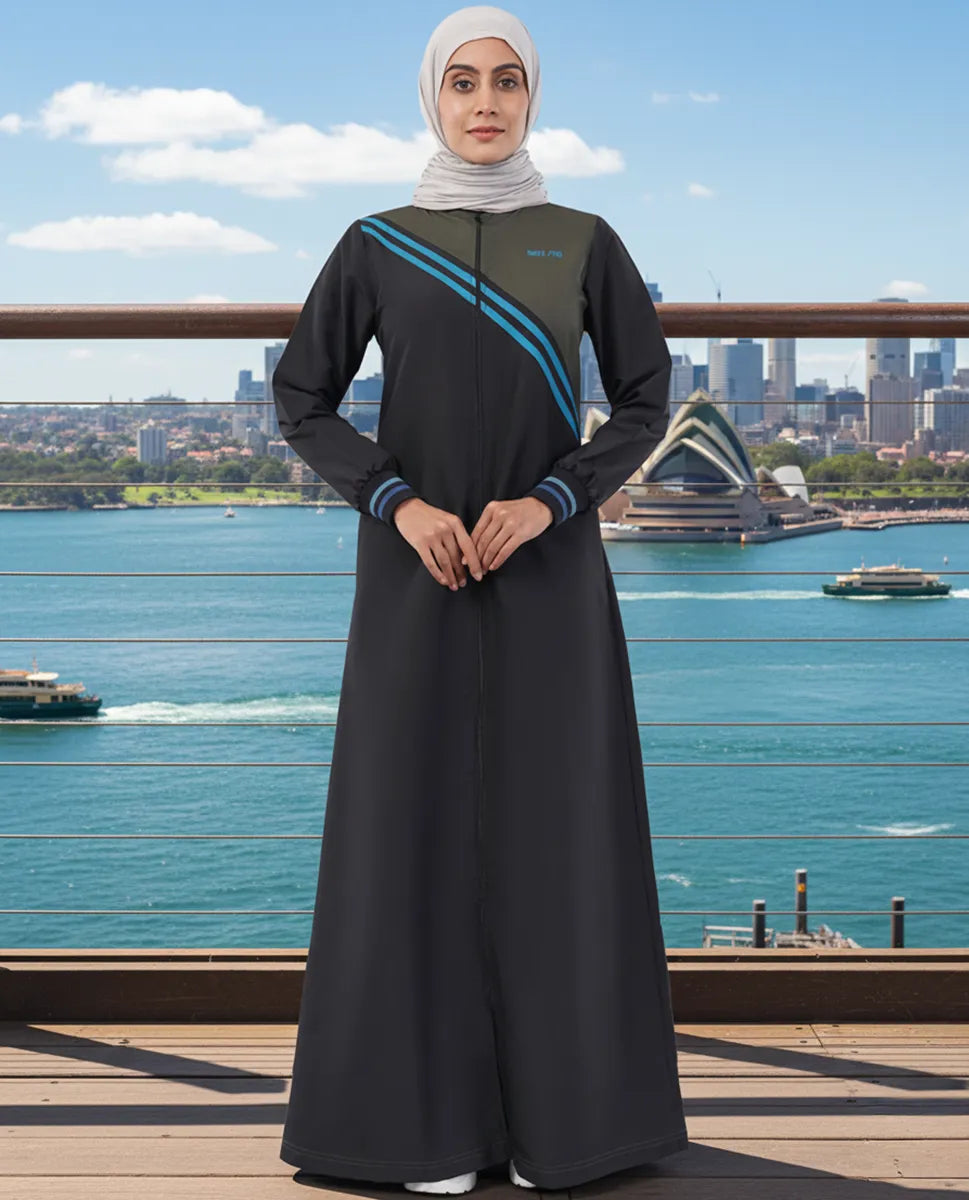 Midnight Contrast Full Front Open Jilbab