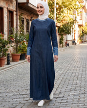 Fine Denim Band Collar Jilbab