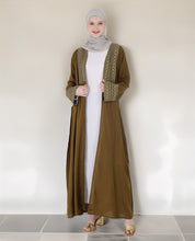 Olive Geo-Border Shrug Abaya