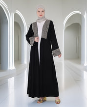 Classic Black Embroidered Open Abaya