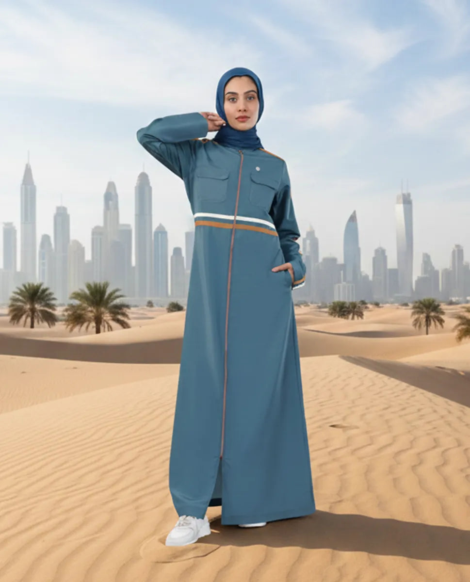 Urban Teal Striped Jilbab