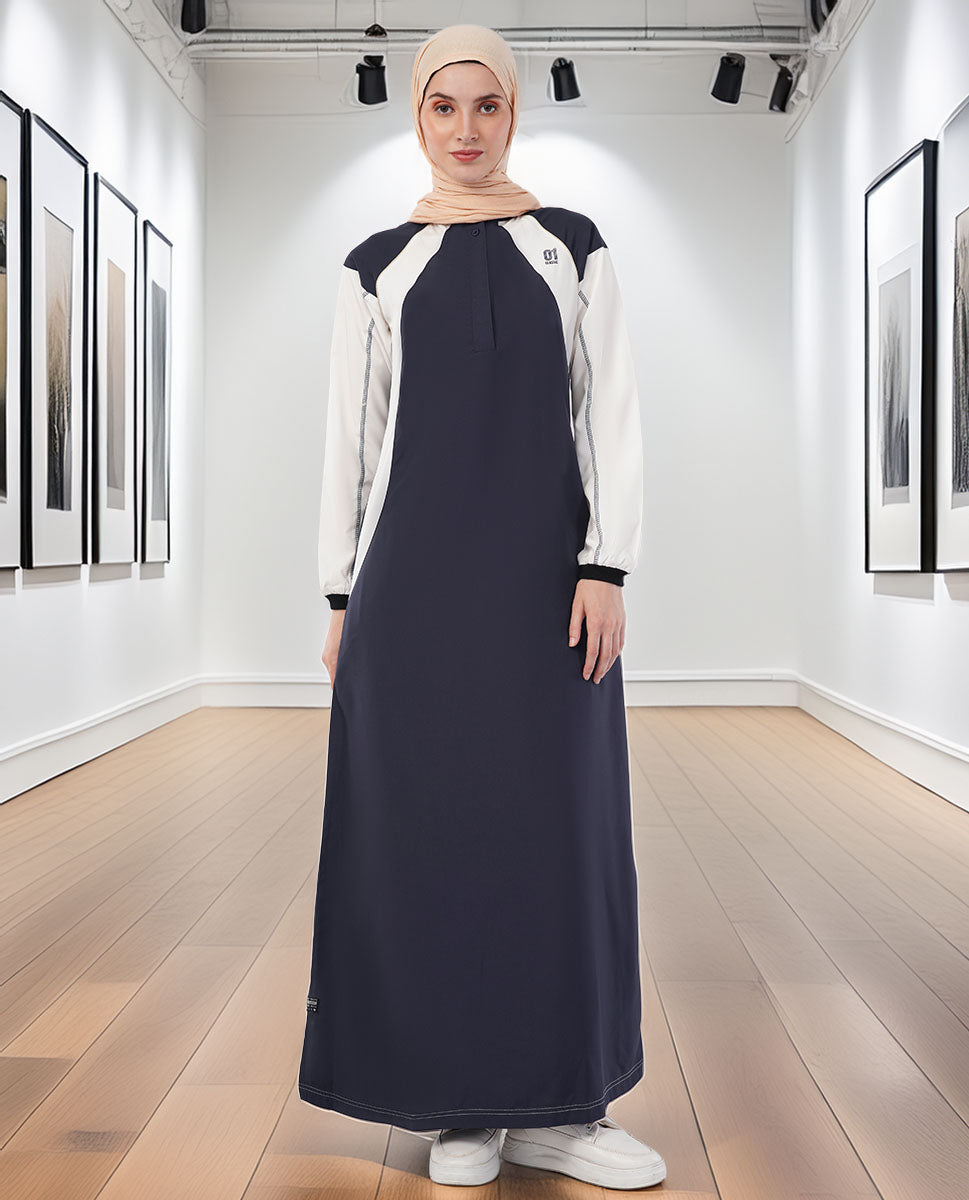 Midnight Blue Contrast Panel Jilbab