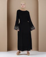 Mod Black Embroidered Bell Sleeve Abaya