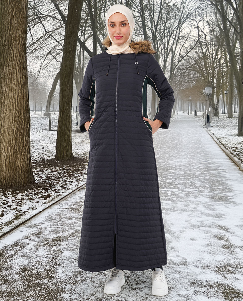 Luxe Fur Hooded Quilted Jilbab