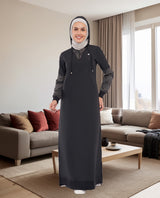 Midnight Black Detachable Hood Jilbab