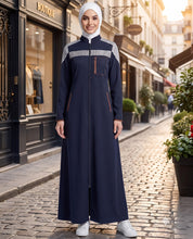 Navy Grey Sporty Contrast Jilbab