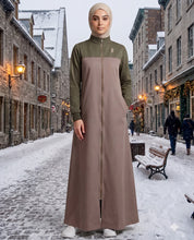 Camel & Green Color Block Winter Jilbab