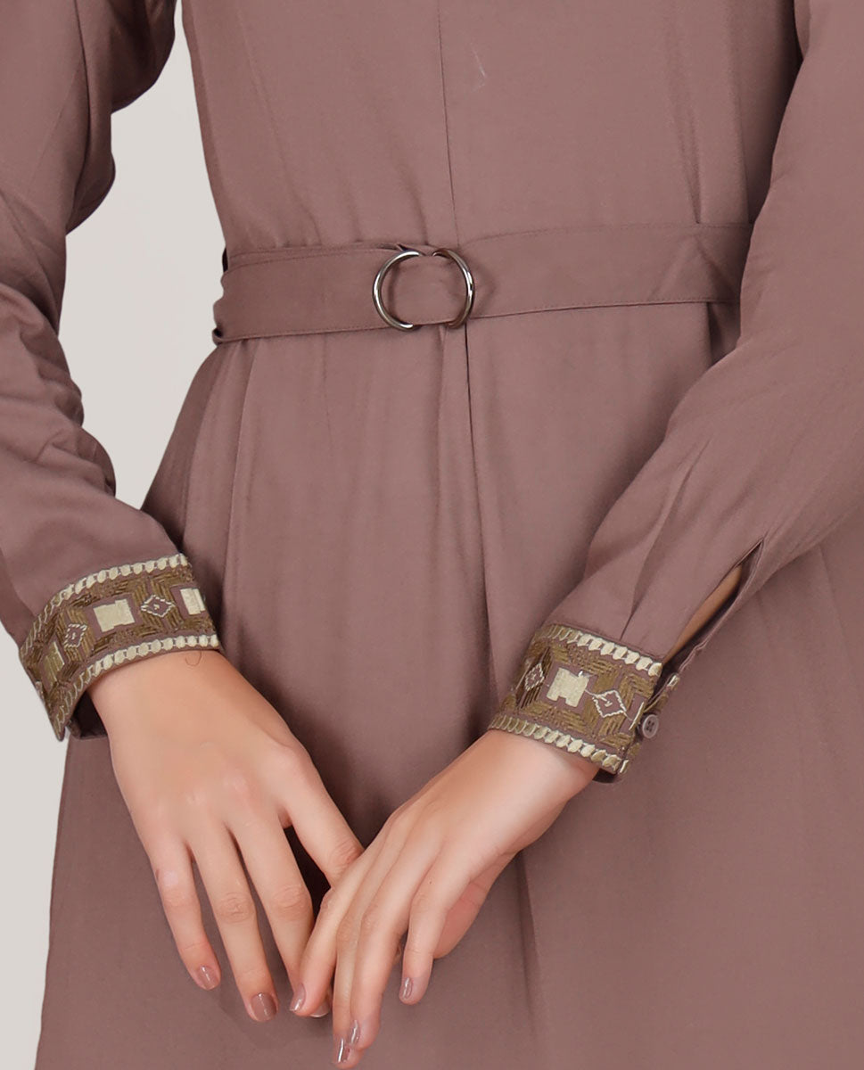 Khaki Love Embroidered Abaya