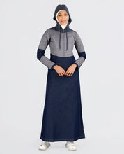 Indigo Blue Premium Denim Hooded Winter Jilbab