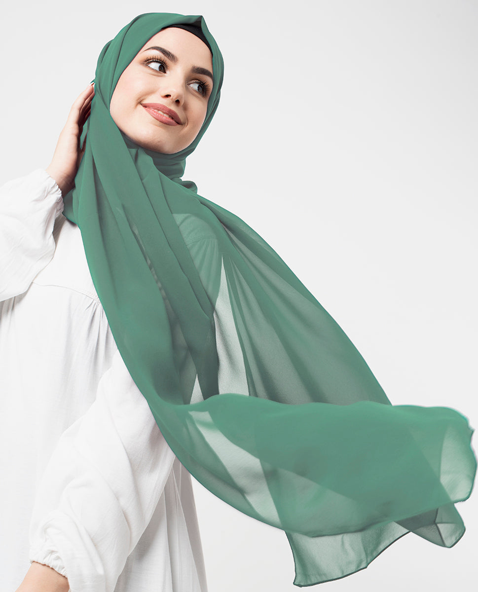 Deep Dass Green Poly Georgette Scarf