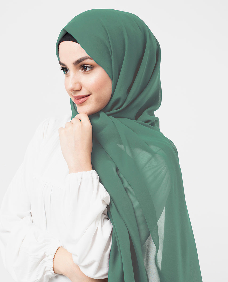 Deep Dass Green Poly Georgette Scarf