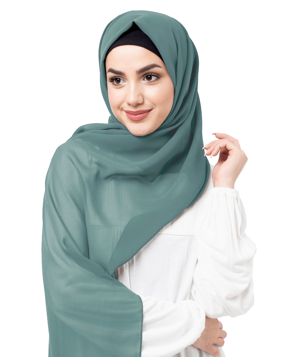 Alpine Green Poly Georgette Scarf