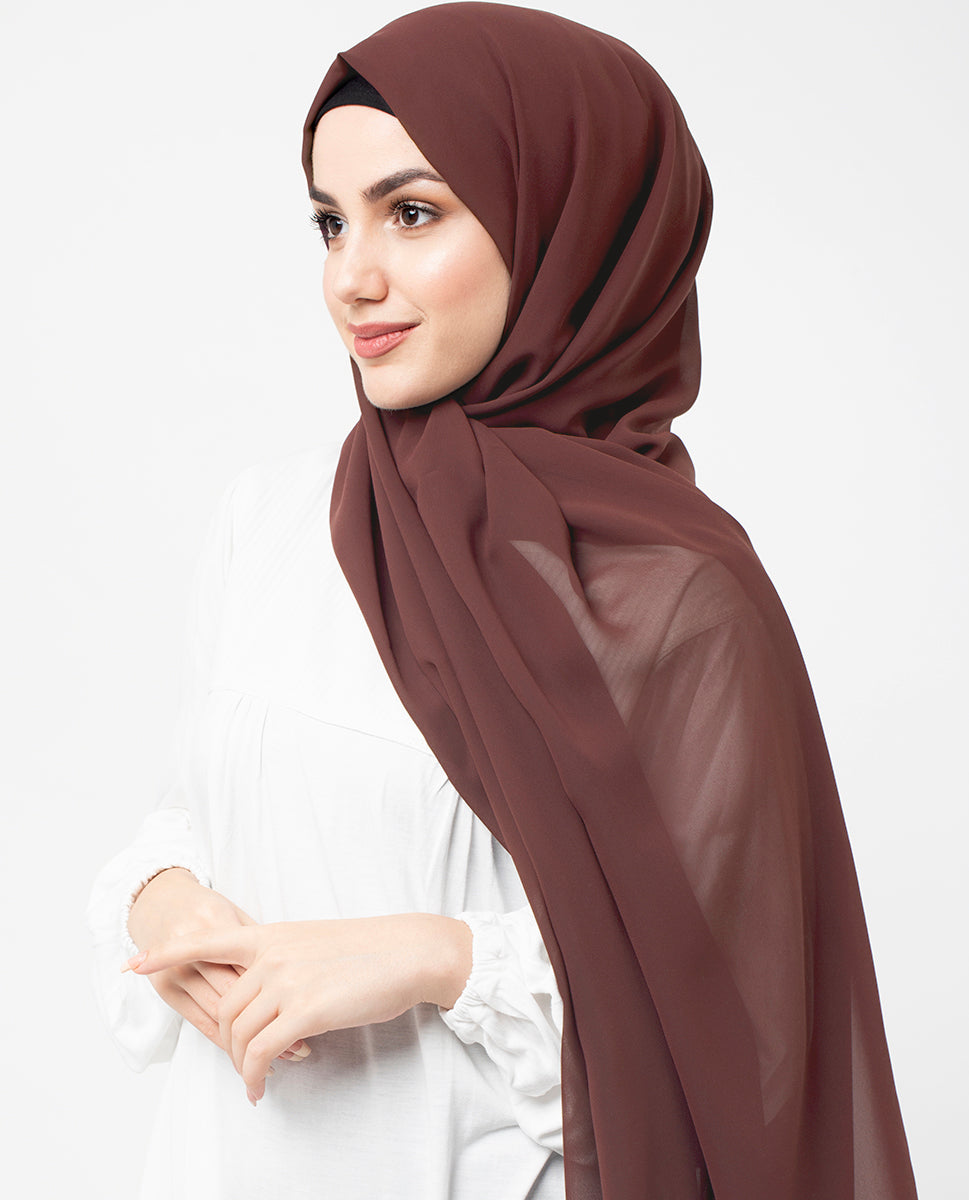 Cognac Poly Georgette Scarf