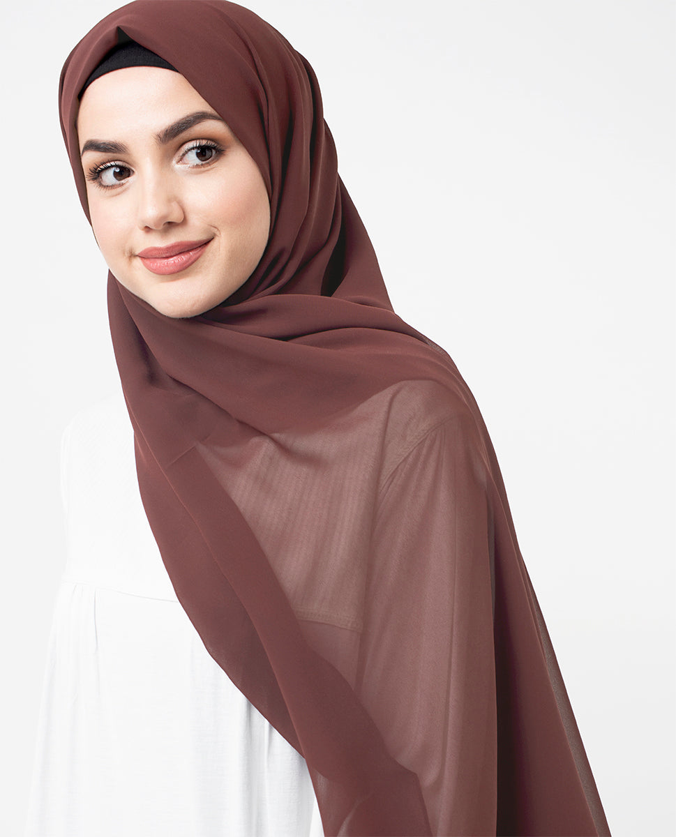 Cognac Poly Georgette Scarf