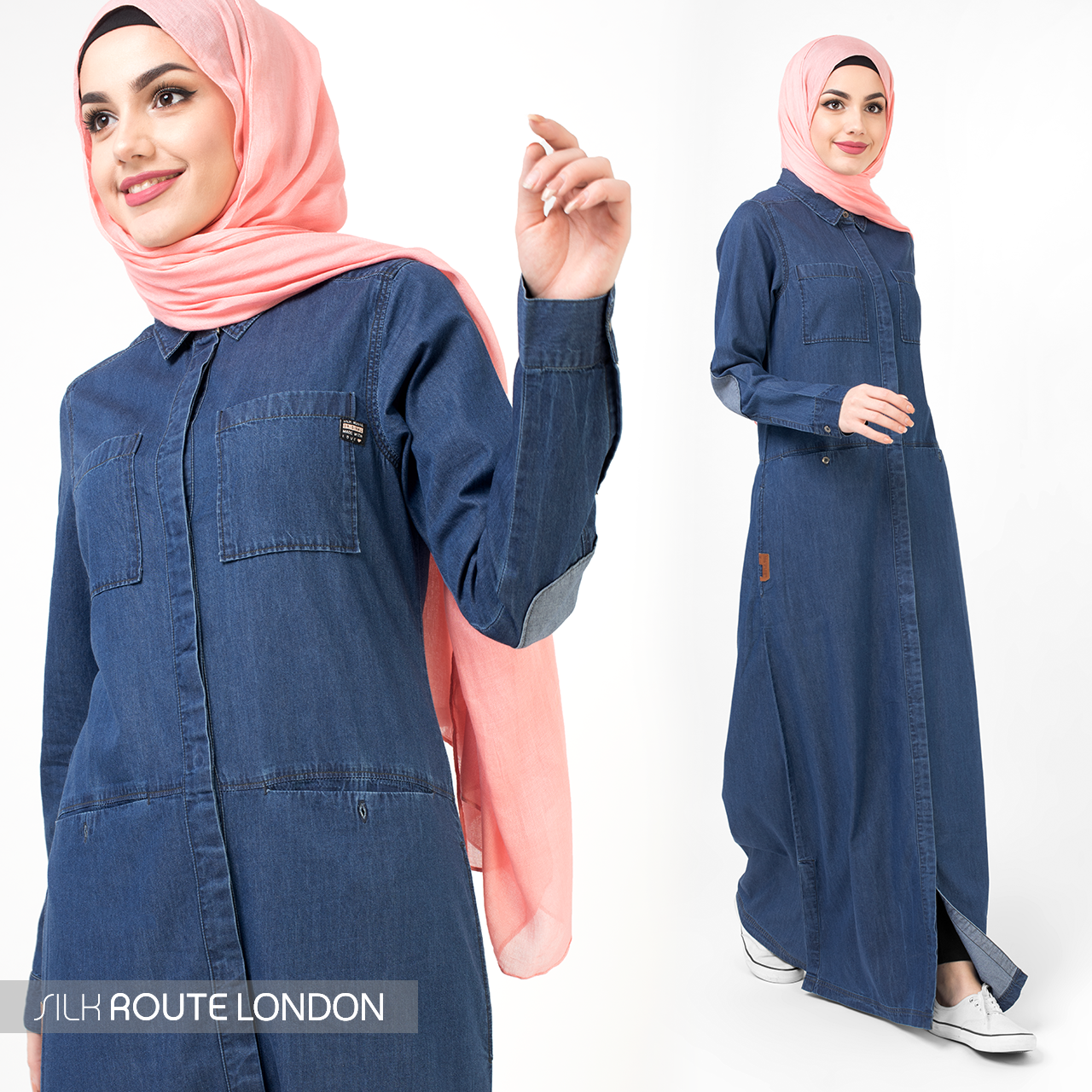 Full Front Open Fine Denim Jilbab- 1WJBSRUS0201