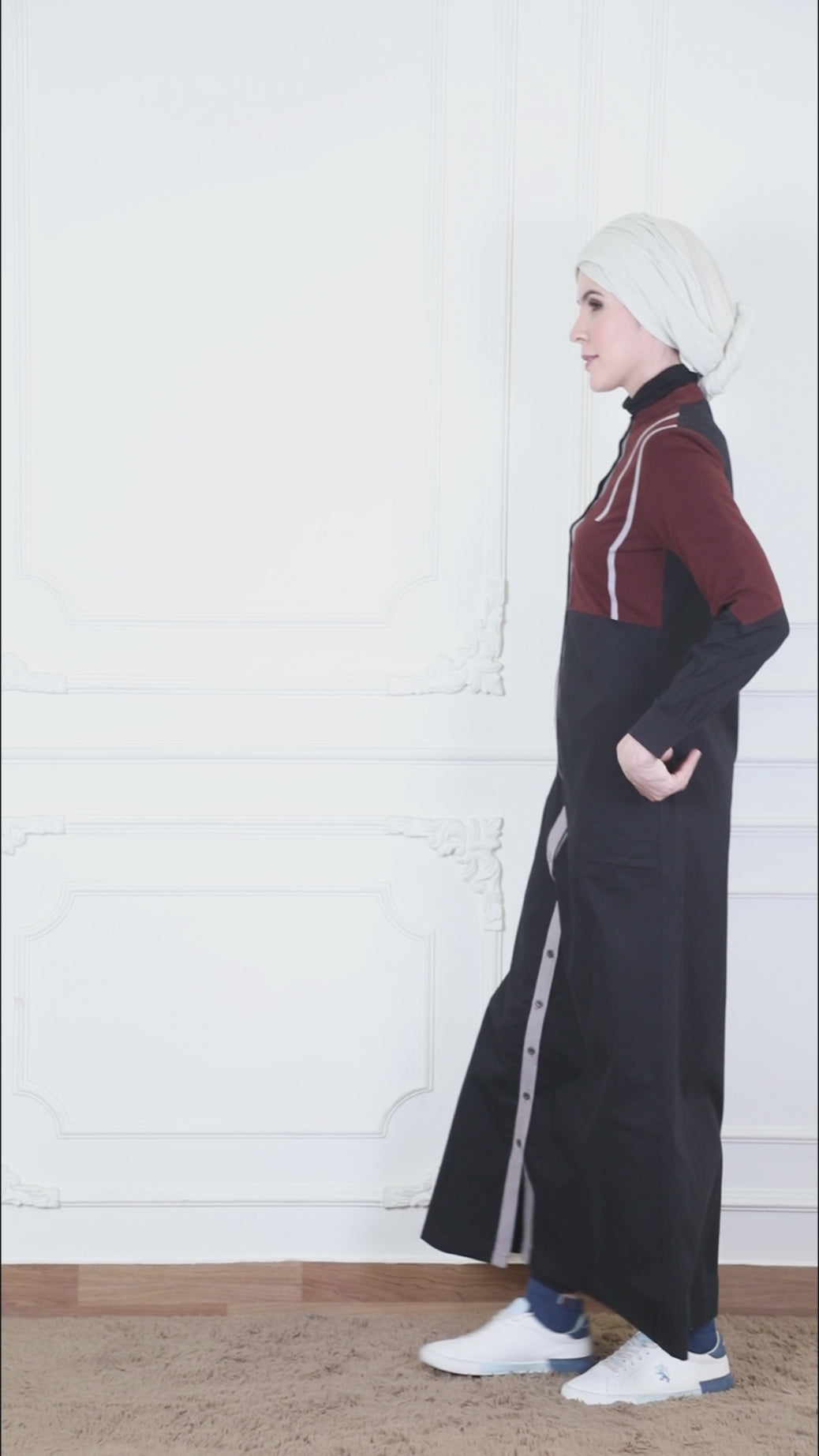 Contrast Edge Full Front Open Jilbab