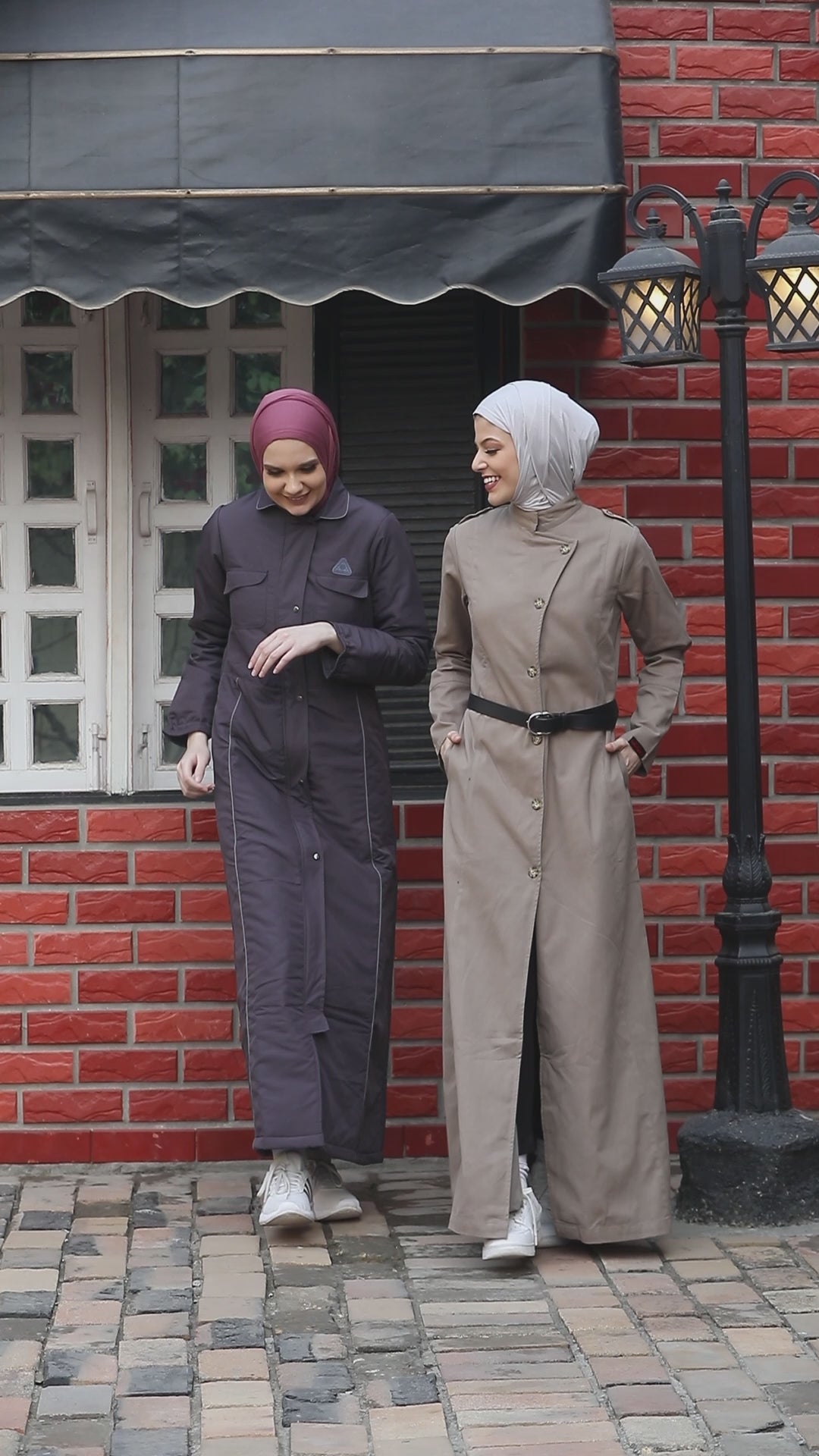 Brown Fungi Coat Style Belted Winter Jilbab