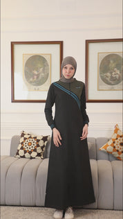 Midnight Contrast Full Front Open Jilbab