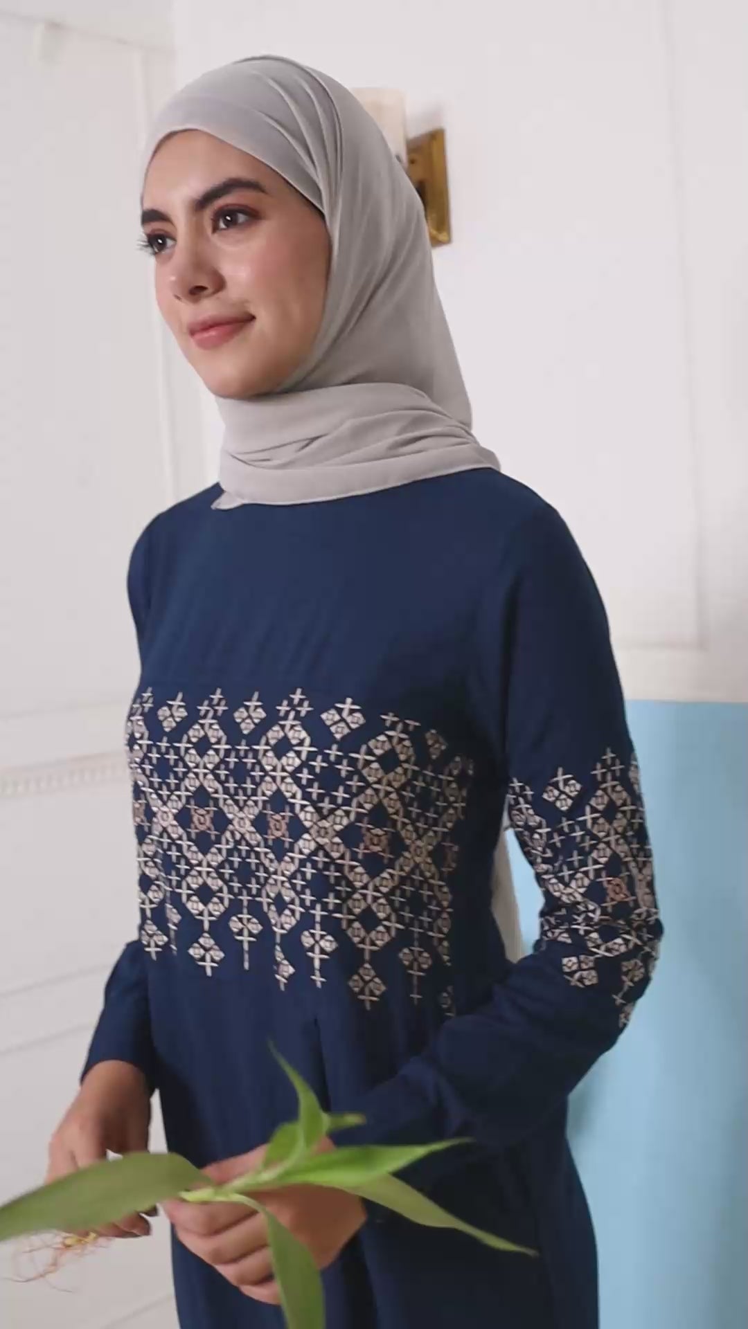 Empress Teal Embroidered Abaya