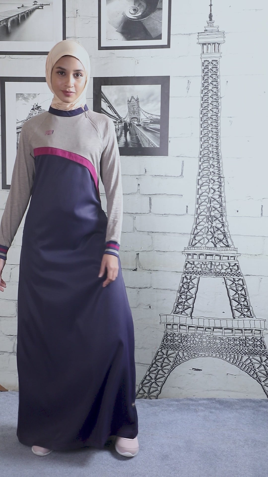 Violet Drift Contrast Color Jilbab