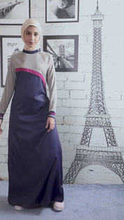 Violet Drift Contrast Color Jilbab