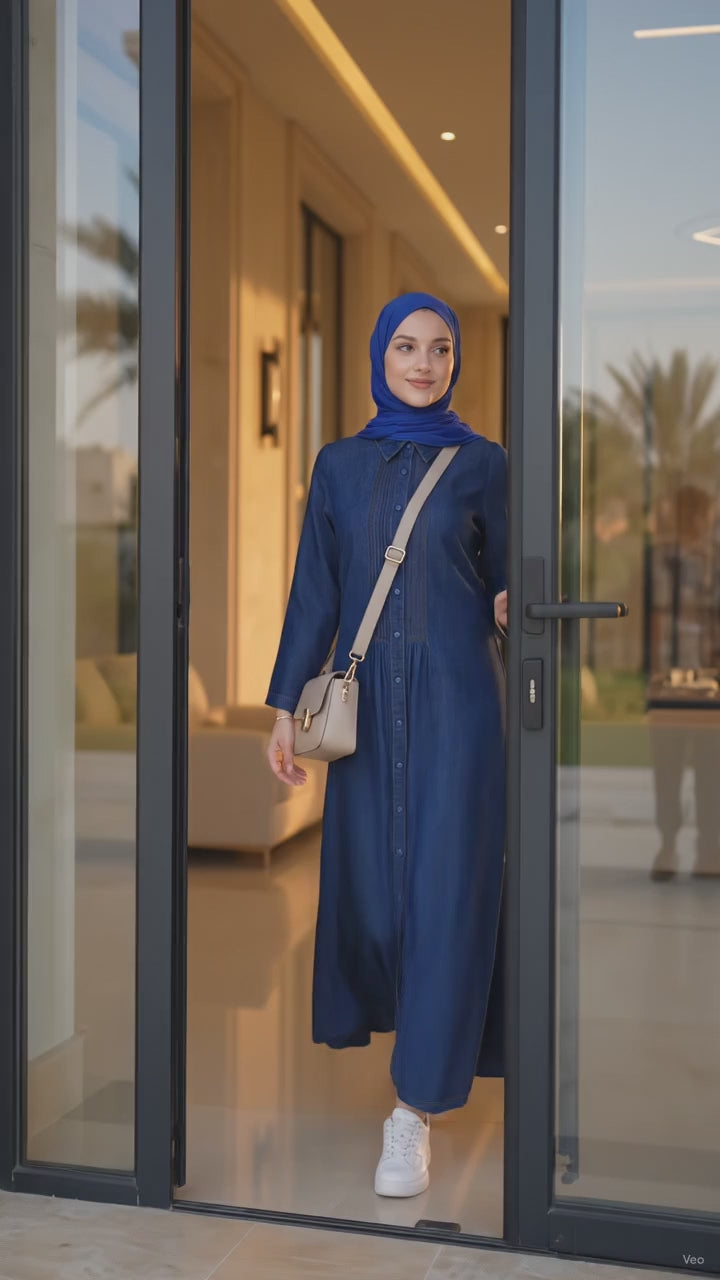Signature Style Blue Denim Shirt Abaya