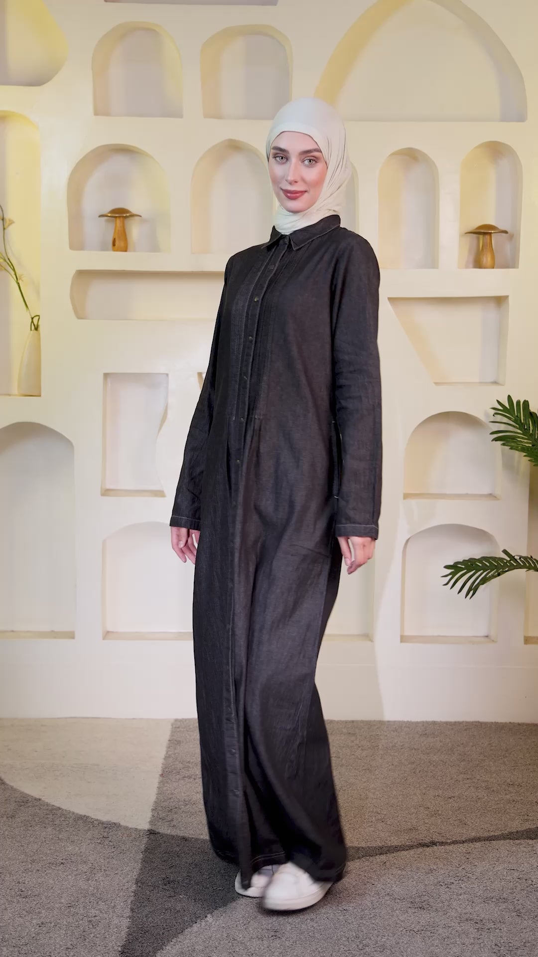 Signature Style Black Denim Shirt Abaya
