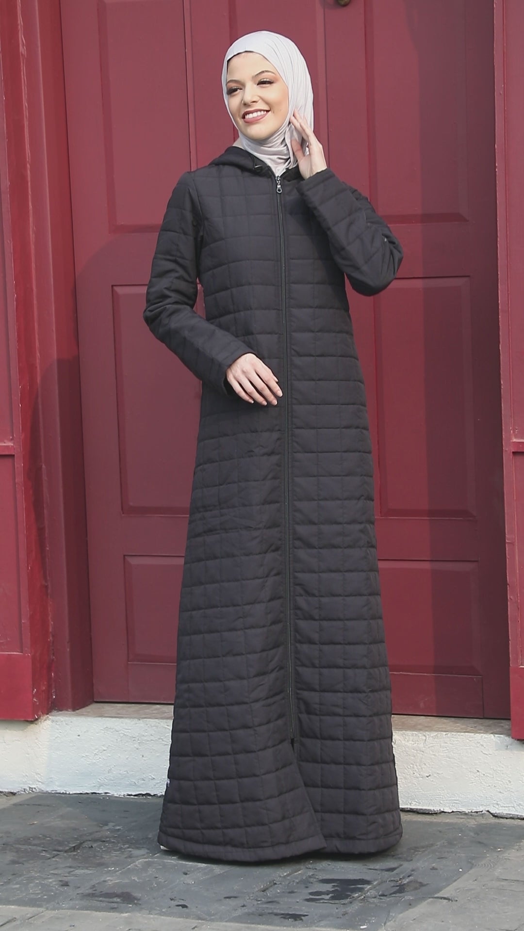 Midnight Luxe Full Front Open Quilted Winter Jilbab