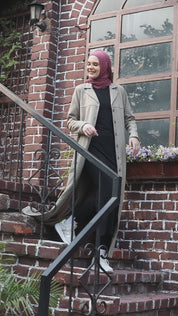 Beige Weave Coat Collar Winter Jilbab