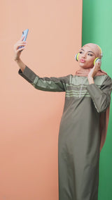 Military Green Band Collar Jilbab