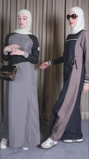 Navy Contrast Rib Detail Jilbab
