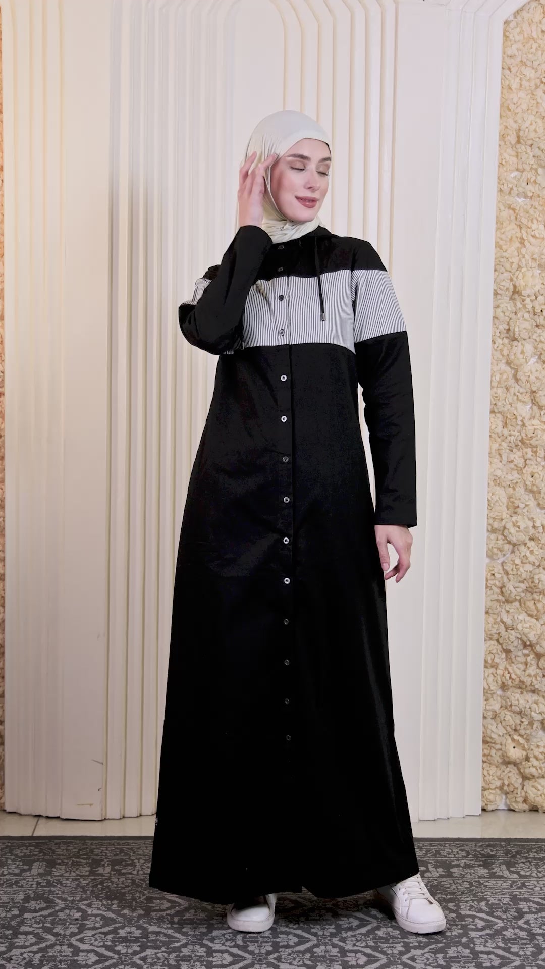 Urban Stripes Detachable Hood Jilbab