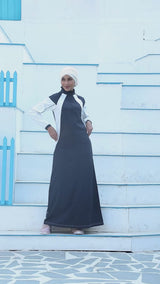 Midnight Blue Contrast Panel Jilbab