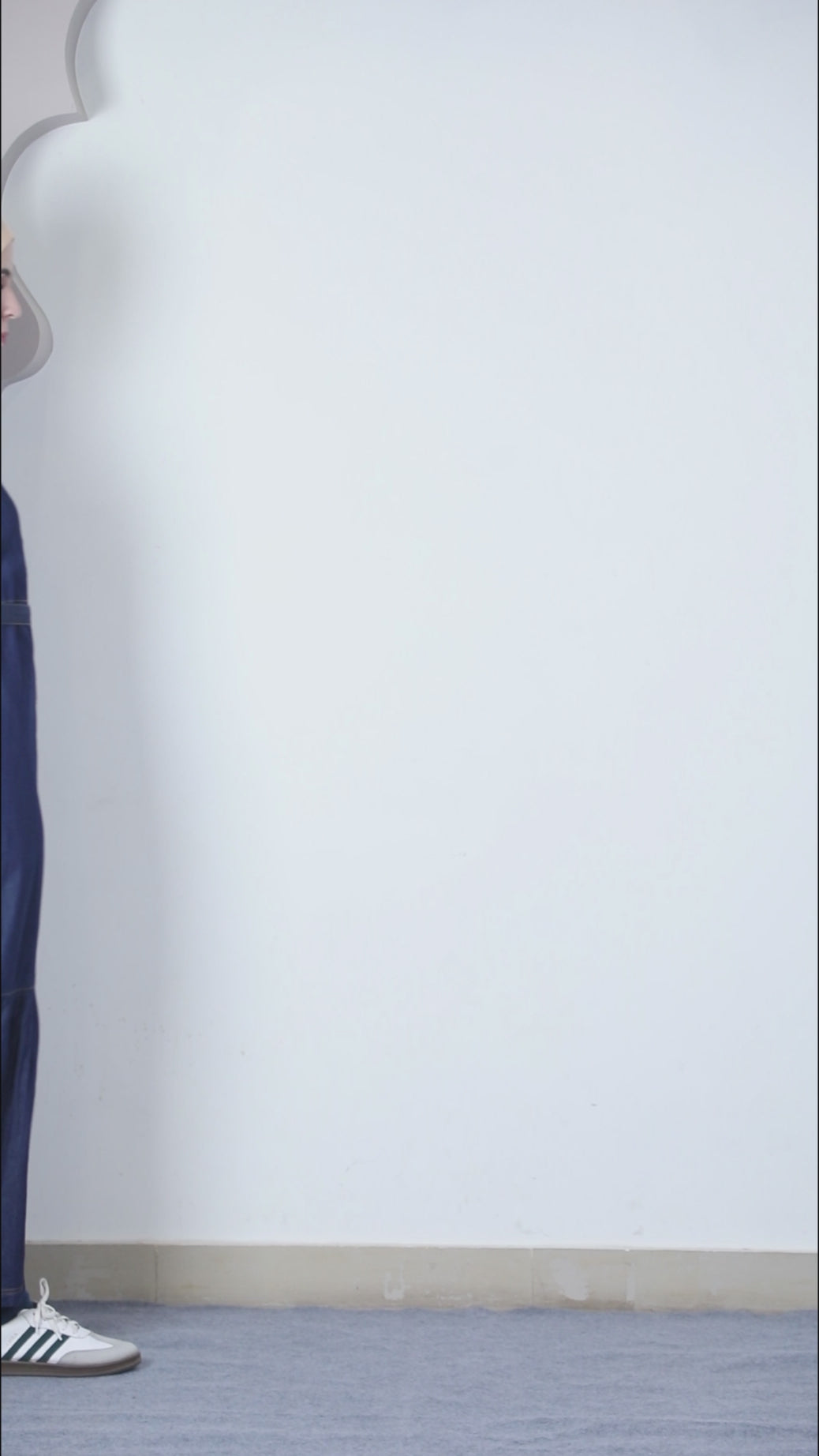 Ice Blue RuffleFlow Fine Denim Maxi Jilbab