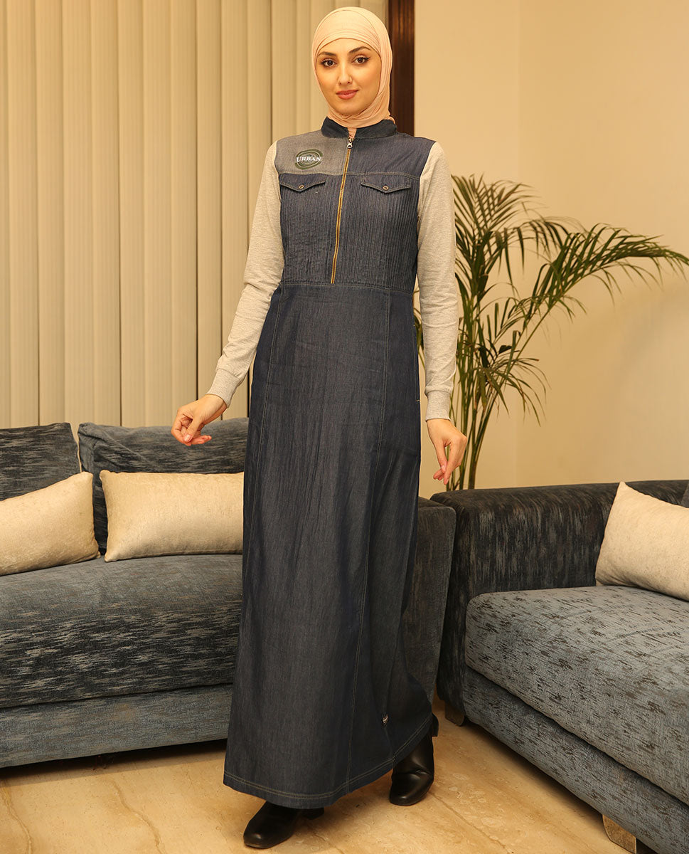 Fine Denim Shirt Collar Jilbab